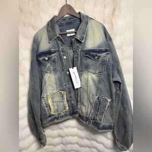 Generation_K Distressed Denim Jacket NWT Grunge Vintage Wash Streetwear